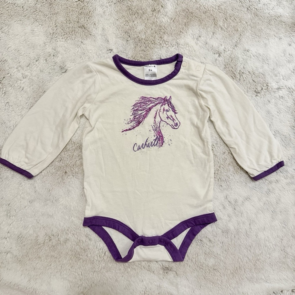 Carhartt Baby One Pice Purple Horse Print Size 9 Months
